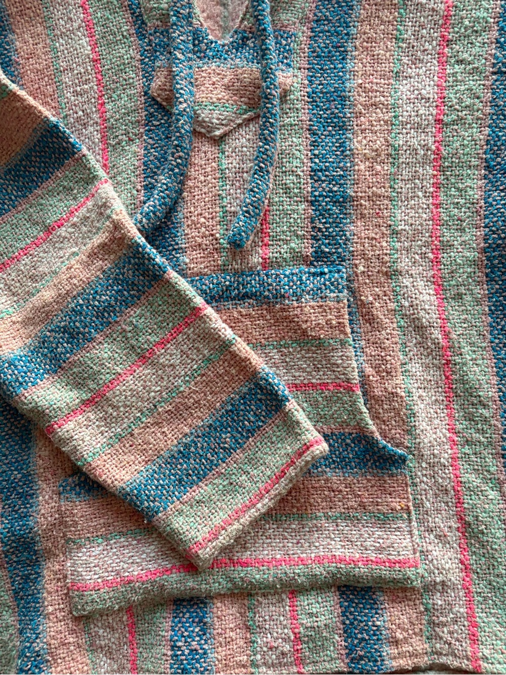 Striped Crewneck Sweater in Blue, Pink & Tan